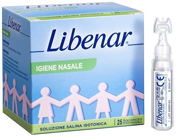 SOLUZIONE SALINA ISOTONICA 0,9% LIBENAR PER IGIENE NASALE 25 FLACONCINI MONOUSO X 5 ML - Farmacia Puddu Baire S.r.l.