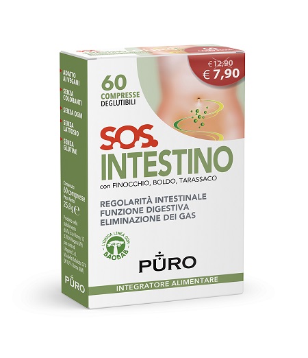 PURO SOS INTESTINO 60 COMPRESSE DEGLUTIBILI - Farmacia Puddu Baire S.r.l.