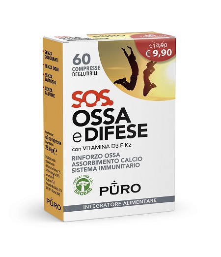 PURO SOS OSSA E DIFESE 60 COMPRESSE DEGLUTIBILI - Farmacia Puddu Baire S.r.l.