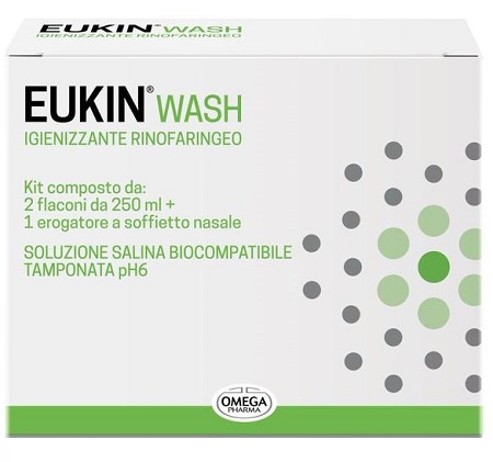 EUKIN WASH IGIENIZZANTE RINOFARINGEO KIT 2 FLACONI DA 250 ML + EROGATORE A SOFFIETTO NASALE - Farmacia Puddu Baire S.r.l.