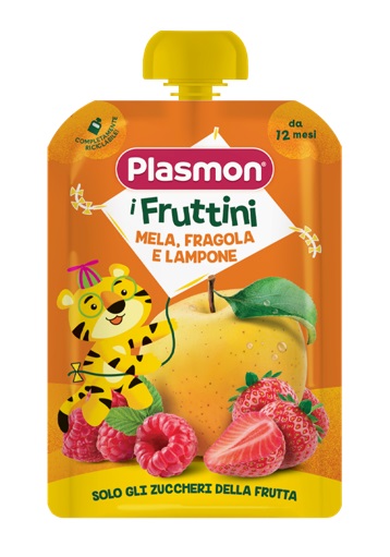PLASMON I FRUTTINI MELA FRAGOLA E LAMPONE 130 G - Farmacia Puddu Baire S.r.l.