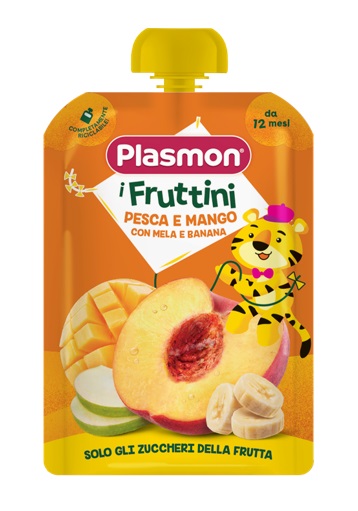 PLASMON I FRUTTINI PESCA E MANGO CON MELA E BANANA 130 G - Farmacia Puddu Baire S.r.l.