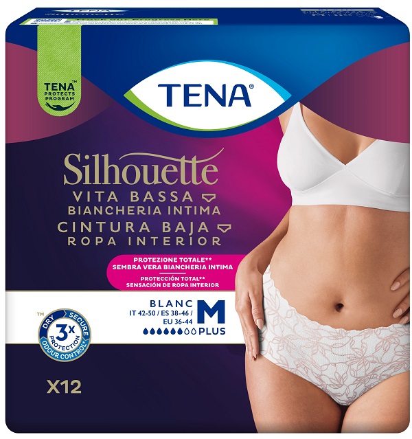 PANNOLONE A MUTANDINA ASSORBENTE TENA SILHOUETTE PLUS WHITE MEDIUM 12 PEZZI - Farmacia Puddu Baire S.r.l.