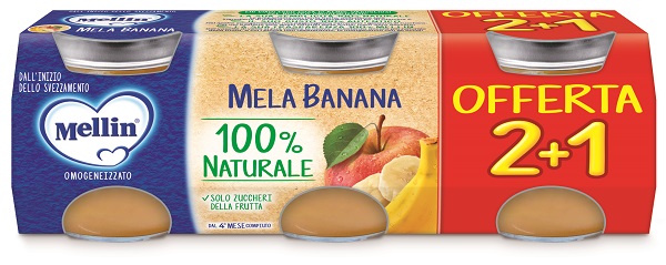 MELLIN OMOGENEIZZATO MELA BANANA 3 PEZZI DA 100 G - Farmacia Puddu Baire S.r.l.