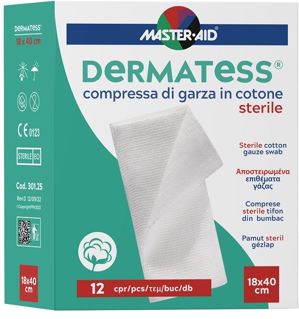GARZA IDROFILA DERMATESS COTONE 18X40 12 PEZZI - Farmacia Puddu Baire S.r.l.