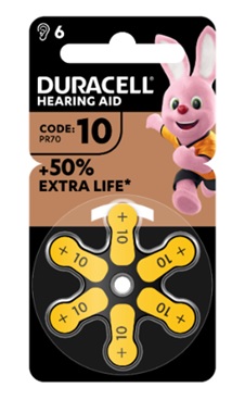 DURACELL EASY TAB 10 GIALLO BATTERIA PER APPARECCHIO ACUSTICO 6 PEZZI - Farmacia Puddu Baire S.r.l.