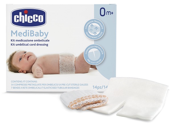 CHICCO KIT MEDICAZIONE OMBELICALE BENDA A RETE ELASTICA CALIBRO 6 + COMPRESSE IN TNT STERILI 10X10 CM 4 PEZZI - Farmacia Puddu Baire S.r.l.