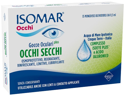 ISOMAR OCCHI SECCHI PLUS GOCCE OCULARI ACIDO IALURONICO 0,20% 15 FLACONCINI - Farmacia Puddu Baire S.r.l.