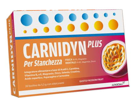 CARNIDYN PLUS 20 BUSTINE DA 5,3 G GUSTO PASSION FRUIT - Farmacia Puddu Baire S.r.l.